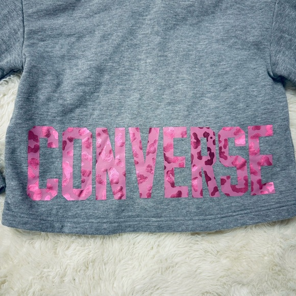 Converse Youth Girls Hoodie With Foil Pink Leopard Lettering - Picture 4 of 6